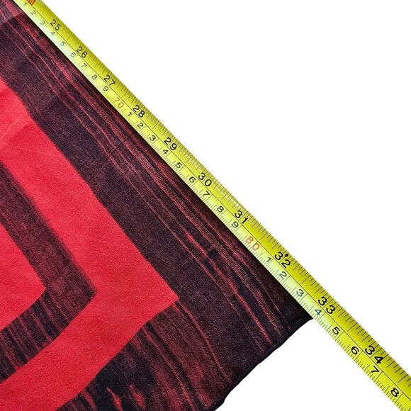 Vintage Thai Silk Elephant Scarf Vibrant Red & Black Design Taiwan - Picture 11 of 16